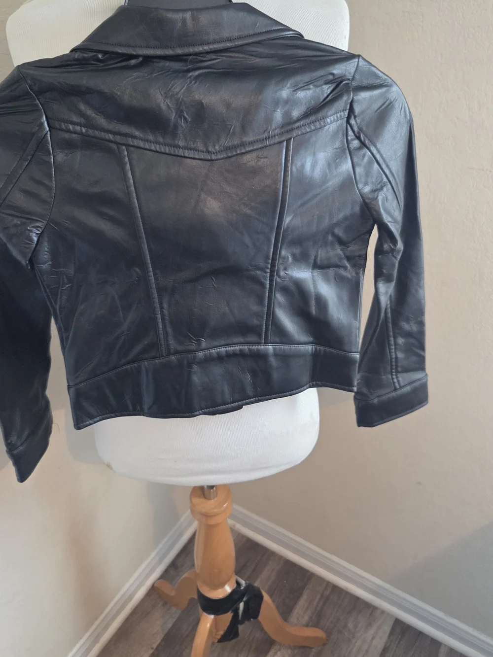 Disney Black Faux Leather Kids Moto Jacket with Heart Zipper Pulls